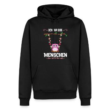 Eule Vogel Schaukeln Geschenk - Männer Premium Bio Hoodie - Schwarz - Vorne - Nico (187cm)