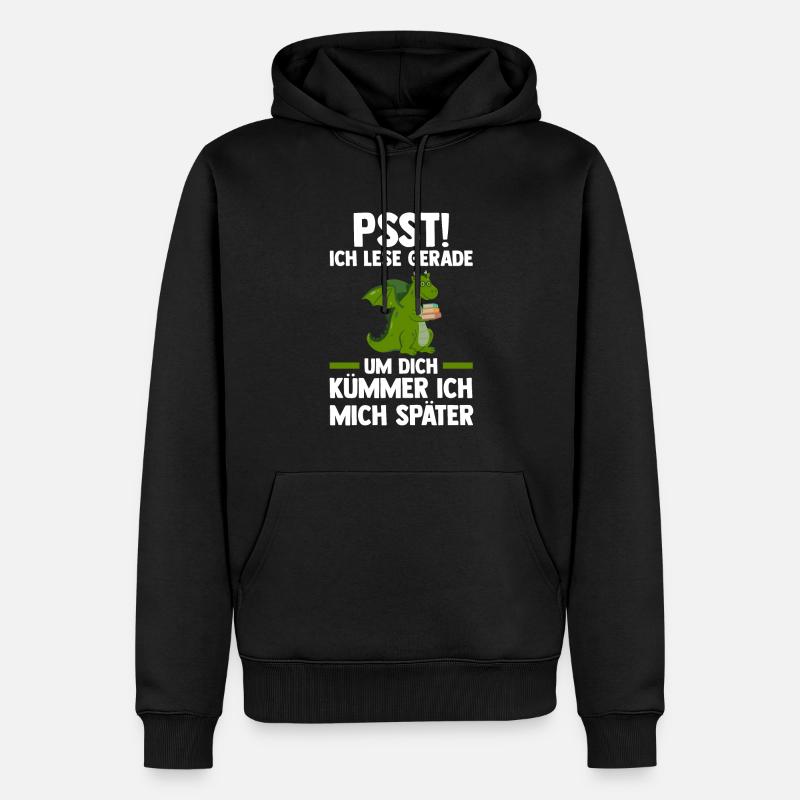 Drachen Bücher Buch Geschenk - Männer Premium Bio Hoodie - Schwarz