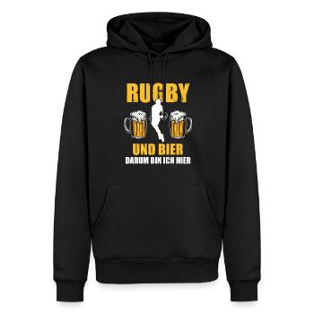 Rugby Bier Rugby-Spieler Geschenk - Männer Premium Bio Hoodie - Schwarz - Vorne - Nico (187cm)