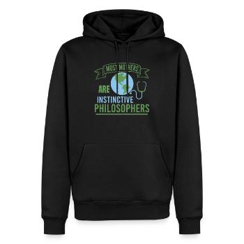 MOST MOTHERS ARE INSTINGTIVE PHILOSOPHERS - Men’s Premium Organic Hoodie - black - Front - Nico (187cm)