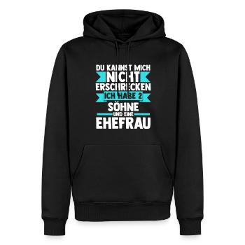 Papa 2 Söhne Papa von 2 Söhnen Geschenk - Männer Premium Bio Hoodie - Schwarz - Vorne - Nico (187cm)