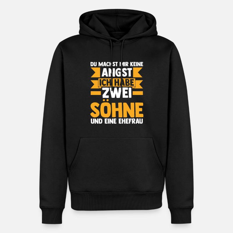 Papa 2 Söhne Vater Geschenk - Männer Premium Bio Hoodie - Schwarz
