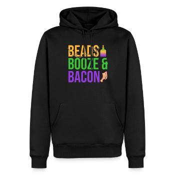 Beads Booze & Bacon Mardi Gras Party - Männer Premium Bio Hoodie - Schwarz - Vorne - Nico (187cm)