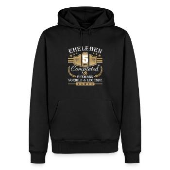 Hochzeitstag Partnerlook - 5 Jahre Eheleben - Männer Premium Bio Hoodie - Schwarz - Vorne - Nico (187cm)