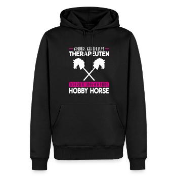 Hobby Horse Pferde Hobbyhorse Geschenk - Männer Premium Bio Hoodie - Schwarz - Vorne - Nico (187cm)