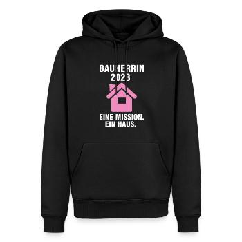 Bauherrin 2023 Hausbau Baubeginn Geschenk - Männer Premium Bio Hoodie - Schwarz - Vorne - Nico (187cm)