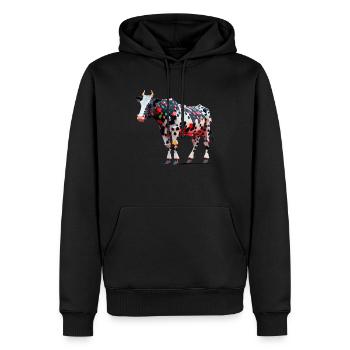 Jita die surreale Kuh - Männer Premium Bio Hoodie - Schwarz - Vorne - Nico (187cm)