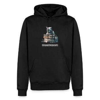 Eriko the learned cat - Men’s Premium Organic Hoodie - black - Front - Nico (187cm)