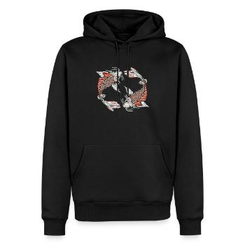 poisson koi carpe japonais dessin 14035 A - Sweat à capuche Premium bio Homme - noir - Devant - Nico (187cm)