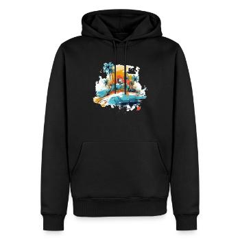 Tropisches Paradies - Männer Premium Bio Hoodie - Schwarz - Vorne - Nico (187cm)