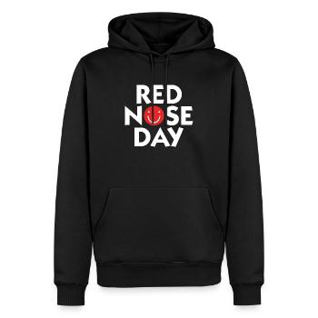 TAG DER ROTEN NASE - Männer Premium Bio Hoodie - Schwarz - Vorne - Nico (187cm)