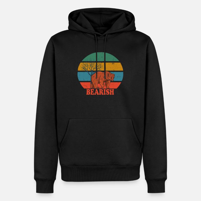 Retro Bear Bearish - Männer Premium Bio Hoodie - Schwarz