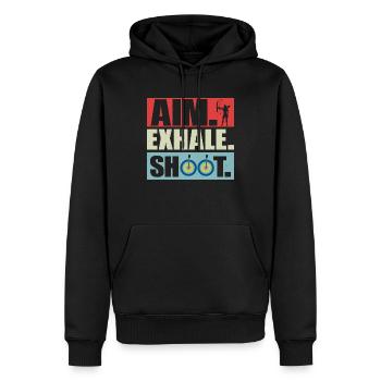 Visez le tir d’expiration. Tir à l’arc Arc et flèches - Sweat à capuche Premium bio Homme - noir - Devant - Nico (187cm)