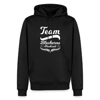 8. Hochzeitstag Ehepaar Blecherne Hochzeit Geschen - Männer Premium Bio Hoodie - Schwarz - Vorne - Nico (187cm)