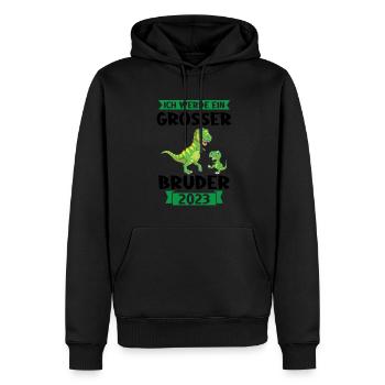 T-Rex Dino Dinosaurier Brüder Geschenk - Männer Premium Bio Hoodie - Schwarz - Vorne - Nico (187cm)