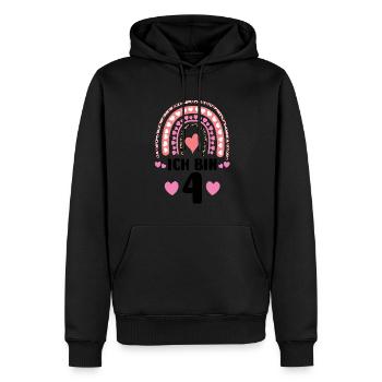 4.Geburtstag Regenbogen Geburtstagsparty Gesche - Männer Premium Bio Hoodie - Schwarz - Vorne - Nico (187cm)