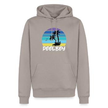 Poolboy Schwimmen Bademeister - Männer Premium Bio Hoodie - Taupe - Vorne - Nico (187cm)