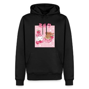 Cottagecore Ästhetisch Otaku Anime Japanisch Milch - Männer Premium Bio Hoodie - Schwarz - Vorne - Nico (187cm)