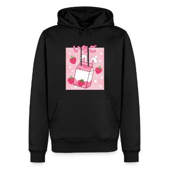 Cottagecore Erdbeermilch Otaku Anime Japanischer M - Männer Premium Bio Hoodie - Schwarz - Vorne - Nico (187cm)
