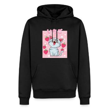 Cottagecore Erdbeermilch Otaku Anime Japanischer M - Männer Premium Bio Hoodie - Schwarz - Vorne - Nico (187cm)