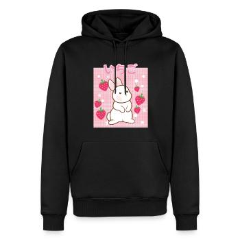 Cottagecore Erdbeermilch Otaku Anime Japanischer M - Männer Premium Bio Hoodie - Schwarz - Vorne - Nico (187cm)