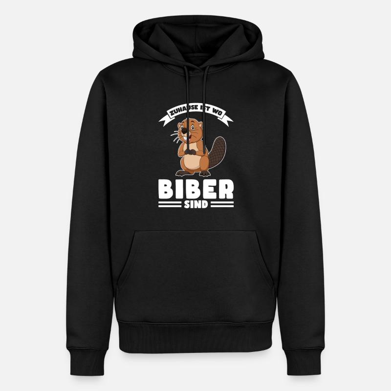 Tiere Bieber Biebern Geschenk - Männer Premium Bio Hoodie - Schwarz