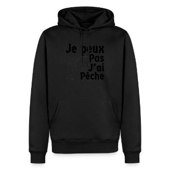 je peux pas jai peche - Sweat à capuche Premium bio Homme - noir - Devant - Nico (187cm)