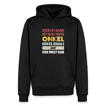 Onkel Familie Onkel Geschenk - Männer Premium Bio Hoodie - Schwarz - Vorne - Nico (187cm)
