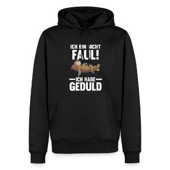 Faultier Faul Sarkasmus Geschenk - Männer Premium Bio Hoodie - Schwarz - Vorne - Nico (187cm)