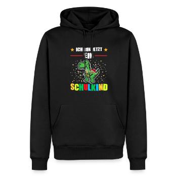 Schulkind Dino Erstklässler Geschenk - Männer Premium Bio Hoodie - Schwarz - Vorne - Nico (187cm)