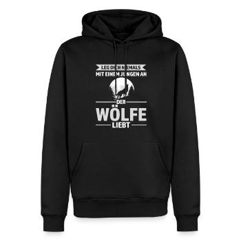 Wolf Junge Wolf Junge Geschenk - Männer Premium Bio Hoodie - Schwarz - Vorne - Nico (187cm)