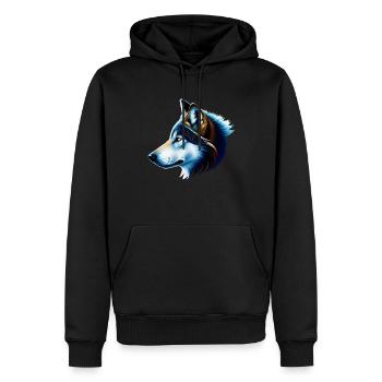 Wolf - Männer Premium Bio Hoodie - Schwarz - Vorne - Nico (187cm)