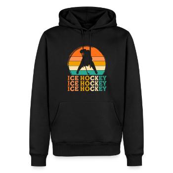 Eishockeyspieler Retro-Design Eishockeyspieler Ges - Männer Premium Bio Hoodie - Schwarz - Vorne - Nico (187cm)
