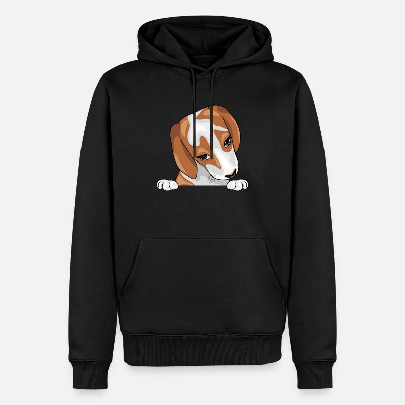 Spähen schüchterner Beagle-Welpe - Männer Premium Bio Hoodie - Schwarz