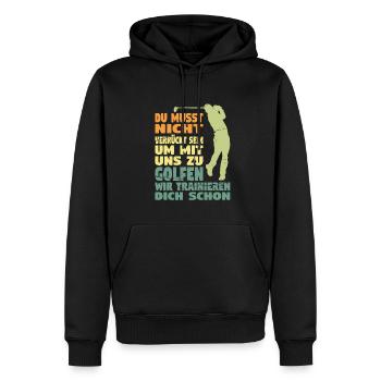 Golfspieler Sport Golfsport Geschenk - Männer Premium Bio Hoodie - Schwarz - Vorne - Nico (187cm)