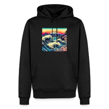 Japan Landschaft Ozean Berg Wellen - Männer Premium Bio Hoodie - Schwarz - Vorne - Nico (187cm)