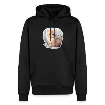 Kätzchen im Schnee - Männer Premium Bio Hoodie - Schwarz - Vorne - Nico (187cm)