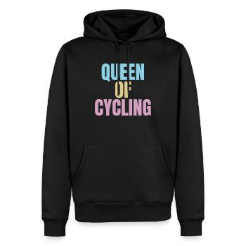 Colourful pastel cycling slogan, queen of cycling - Men’s Premium Organic Hoodie - black - Front - Nico (187cm)