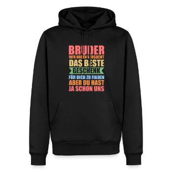 Bruder Familie Geschwister Geschenk - Männer Premium Bio Hoodie - Schwarz - Vorne - Nico (187cm)
