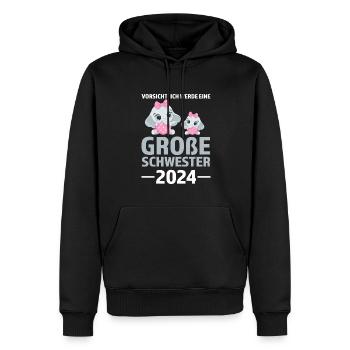 Große Schwester 2024 Elefant Geschwister Geschenk - Männer Premium Bio Hoodie - Schwarz - Vorne - Nico (187cm)