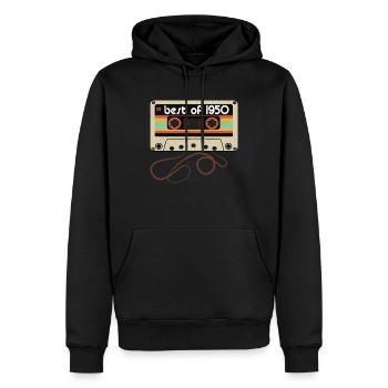 Millésime légendaire 1950 - Sweat à capuche Premium bio Homme - noir - Devant - Nico (187cm)