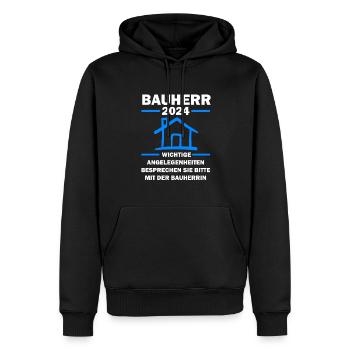 Bauherr 2024 Hausbau Bauherren Geschenk - Männer Premium Bio Hoodie - Schwarz - Vorne - Nico (187cm)