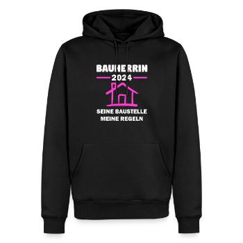 Bauherrin 2024 Hausbau Richtfest Geschenk - Männer Premium Bio Hoodie - Schwarz - Vorne - Nico (187cm)