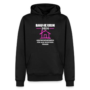 Bauherrin 2024 Hausbau Bauen Geschenk - Männer Premium Bio Hoodie - Schwarz - Vorne - Nico (187cm)