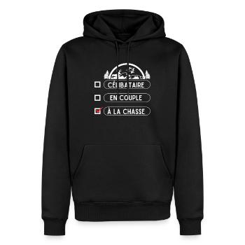 Chasseur saint Valentin - Sweat à capuche Premium bio Homme - noir - Devant - Nico (187cm)
