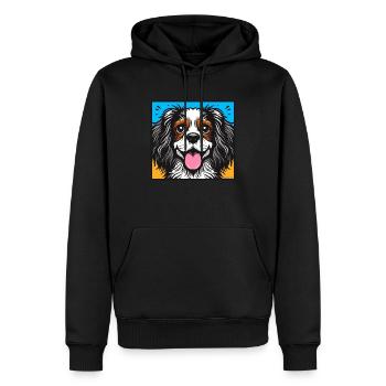 Roi Charles Cavalier Pop art - Sweat à capuche Premium bio Homme - noir - Devant - Nico (187cm)