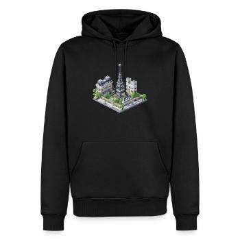 Paris Stadt Voxel Pixel Design Miniatur Reise - Männer Premium Bio Hoodie - Schwarz - Vorne - Nico (187cm)