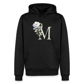 M avec des fleurs - Sweat à capuche Premium bio Homme - noir - Devant - Nico (187cm)