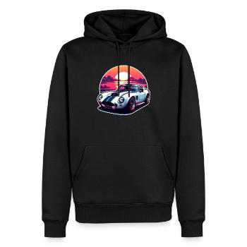 voiture vintage couché de soleil - Sweat à capuche Premium bio Homme - noir - Devant - Nico (187cm)