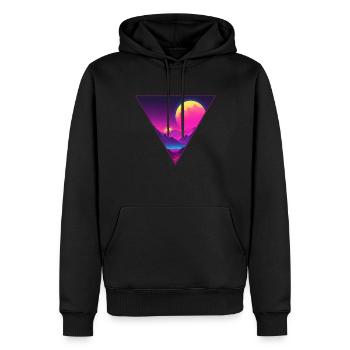 Double Lune - Sweat à capuche Premium bio Homme - noir - Devant - Nico (187cm)